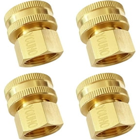 YOUHO Garden Hose Adapter Double Female Brass Swivel Thread Size 1/2" NPT (F) to 3/4" GHT(F) Garden Pipe Joint Extension Repair Fitting (4PCS)