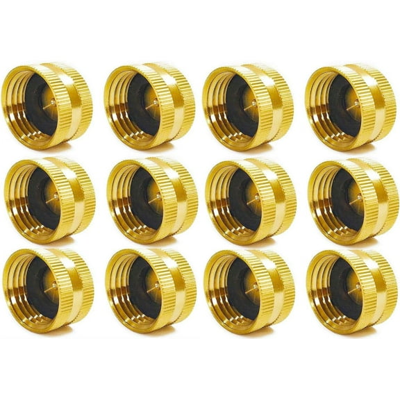 YOUHO Garden Hose Brass Hose Cap with Washers, 3/4" Garden Hose Fitting Water Hose Connectors Garden Hose Extension Garden Hose Repair Garden Hose Fitting(12PCS)