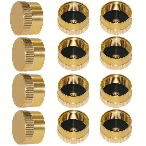 YOUHO 12PCS Propane Tank Cap Solid Brass Refill 1lb for Outdoor Camping Stove Cooking, FengJin Propane Cap to Prevent Gas Leaking, Propane Bottle Cap with Brass Construction