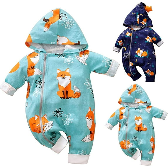 YOUI-GIFTS 0-24M Baby Cartoon Star Fox Hoodies Romper Jumpsuit Outwear for Newborn Infant Toddler