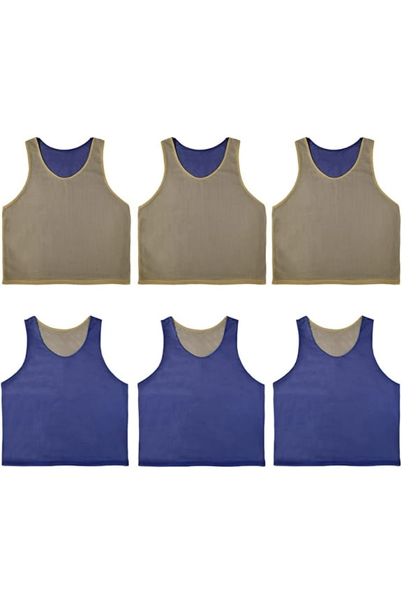 6 PCS Reversible Pinnies Basketball Soccer Training Vest Double Sided Mesh Jerseys for Adult