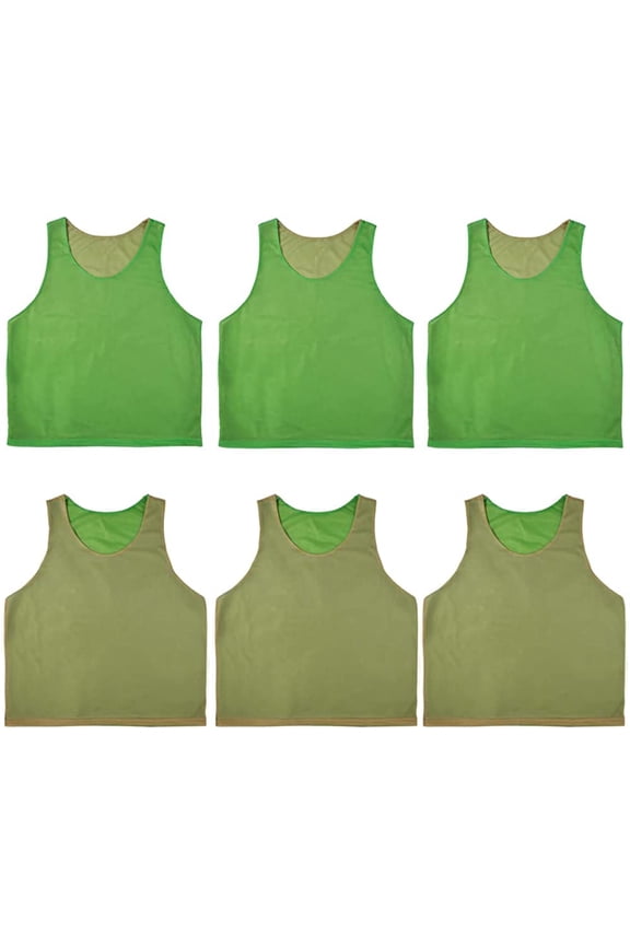 6 PCS Reversible Pinnies Basketball Soccer Training Vest Double Sided Mesh Jerseys for Adult