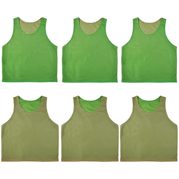 YOUI-GIFTS 6 PCS Reversible Pinnies Basketball Soccer Training Vest Double Sided Mesh Jerseys for Adult