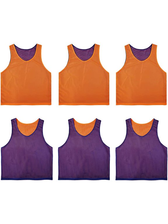 6 PCS Reversible Pinnies Basketball Soccer Training Vest Double Sided Mesh Jerseys for Adult