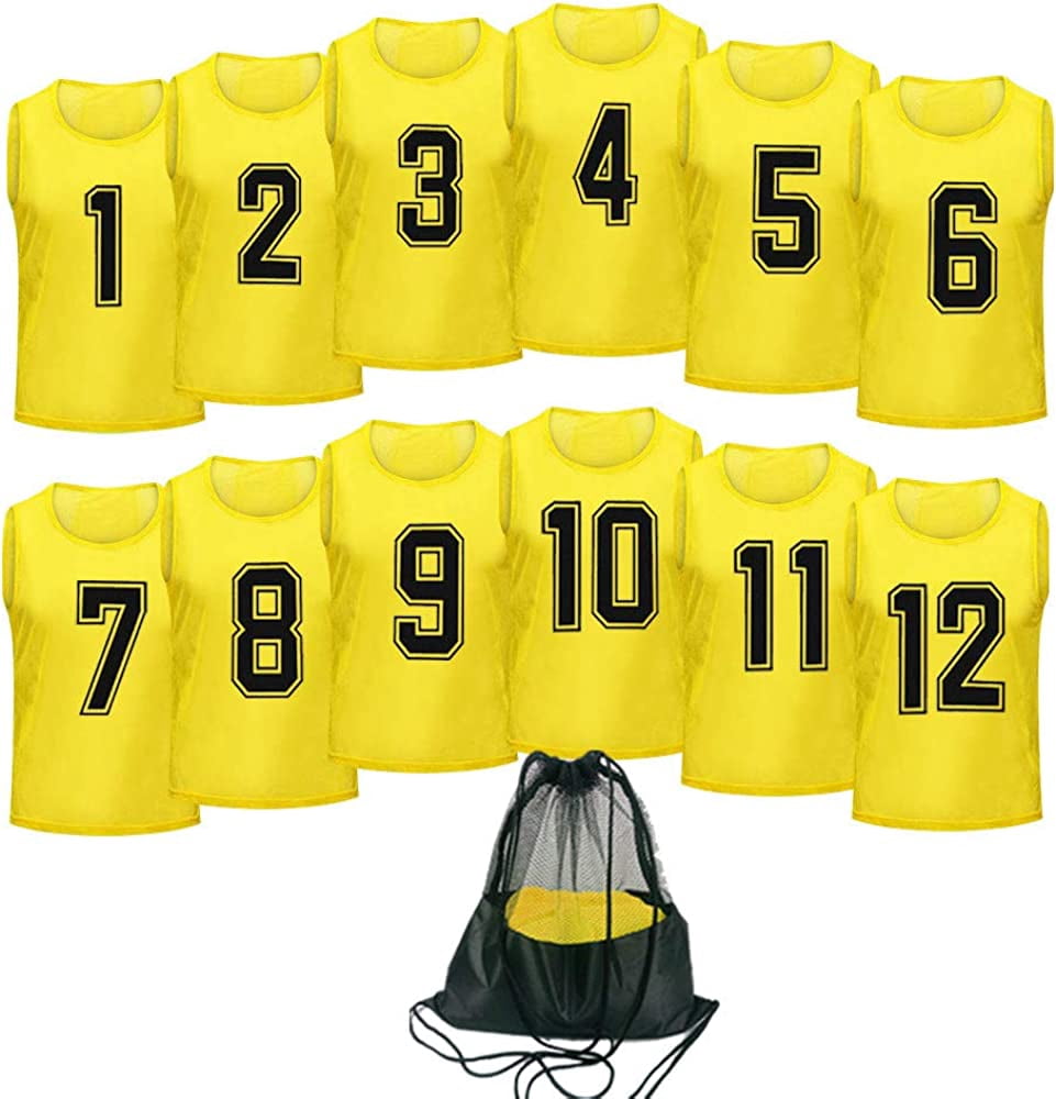 Kwik Goal Deluxe Scrimmage Vests For Youth Soccer - 100% Nylon Mesh - Size For Ages 8-11