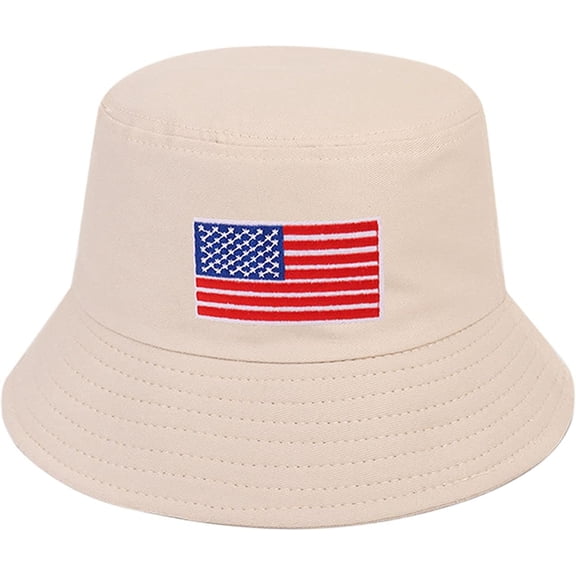 YOUI-GIFTS Bucket Hat Unisex American Flag Summer Beach Sun Cap for Women Men Cotton Packable Reversible Print Travel Headwear