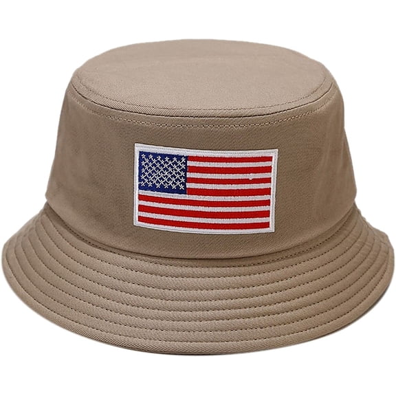YOUI-GIFTS Bucket Hat Unisex American Flag Summer Beach Sun Cap for Women Men Cotton Packable Reversible Print Travel Headwear
