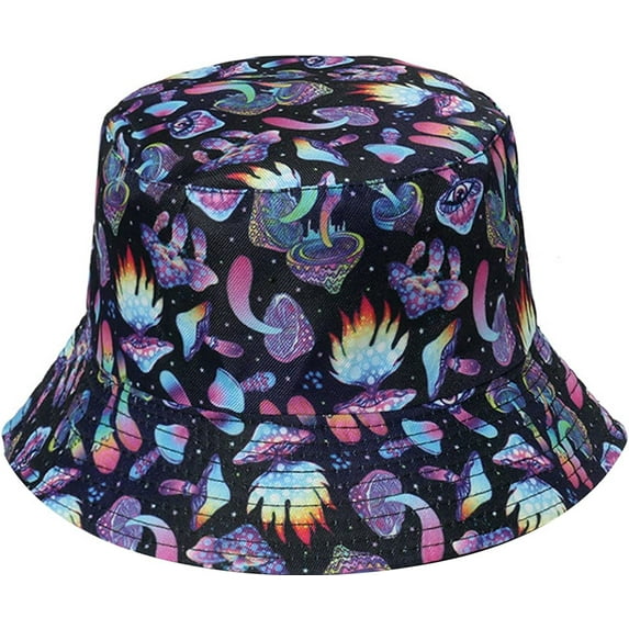 YOUI-GIFTS Bucket Hat Unisex Mushroom Summer Beach Sun Cap for Child Adult Cotton Packable Reversible Print Travel Headwear