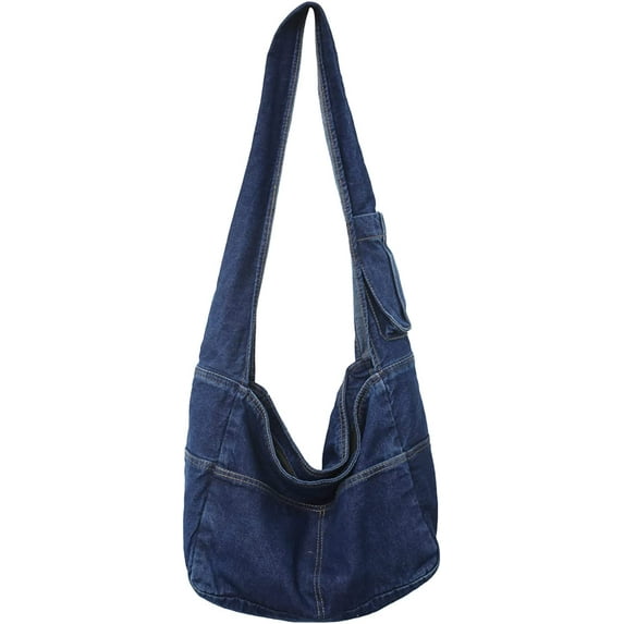 YOUI-GIFTS Denim Hobo Bags for Women Retro Jean Shoulder Bag Casual Jean Tote Handbags Vintage Satchel Bags for Teen Girls