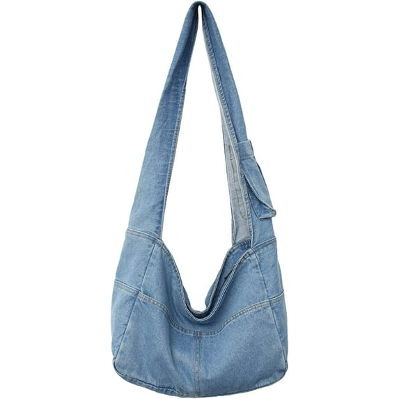 YOUI-GIFTS Denim Hobo Bags for Women Retro Jean Shoulder Bag Casual Jean Tote Handbags Vintage Satchel Bags for Teen Girls