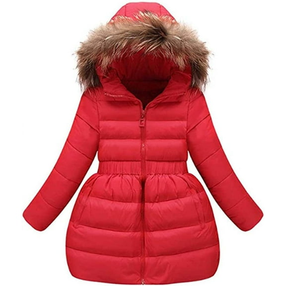 YOUI-GIFTS Girls Winter Parka Down Coat Puffer Jacket Tutu Overcoat with Fur Hood 4-10T