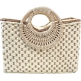 thumbnail image 1 of YOUI-GIFTS Hand-woven Straw Bag Women Summer Beach Handbag Purse Retro Rattan Tote Clutch Travel Bag with Wood Round Top Handle, 1 of 8