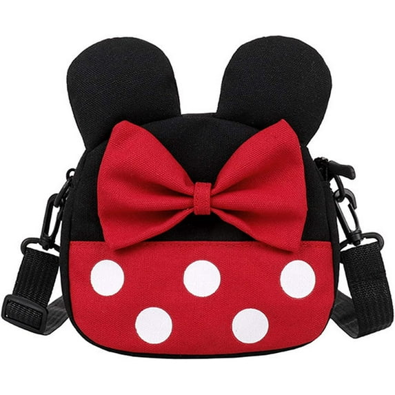 YOUI-GIFTS Kids Toddlers Canvas Crossbody Bag Cartoon Bow Shoulder Handbag with Cute Mouse Ear for Boys Girls