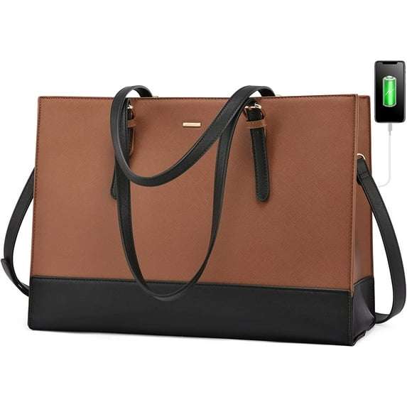 YOUI-GIFTS Laptop Bag for Women, Fashion Computer Tote Bag 15.6 Inch Large Handbag, Shoulder Bag Purse for Business Work