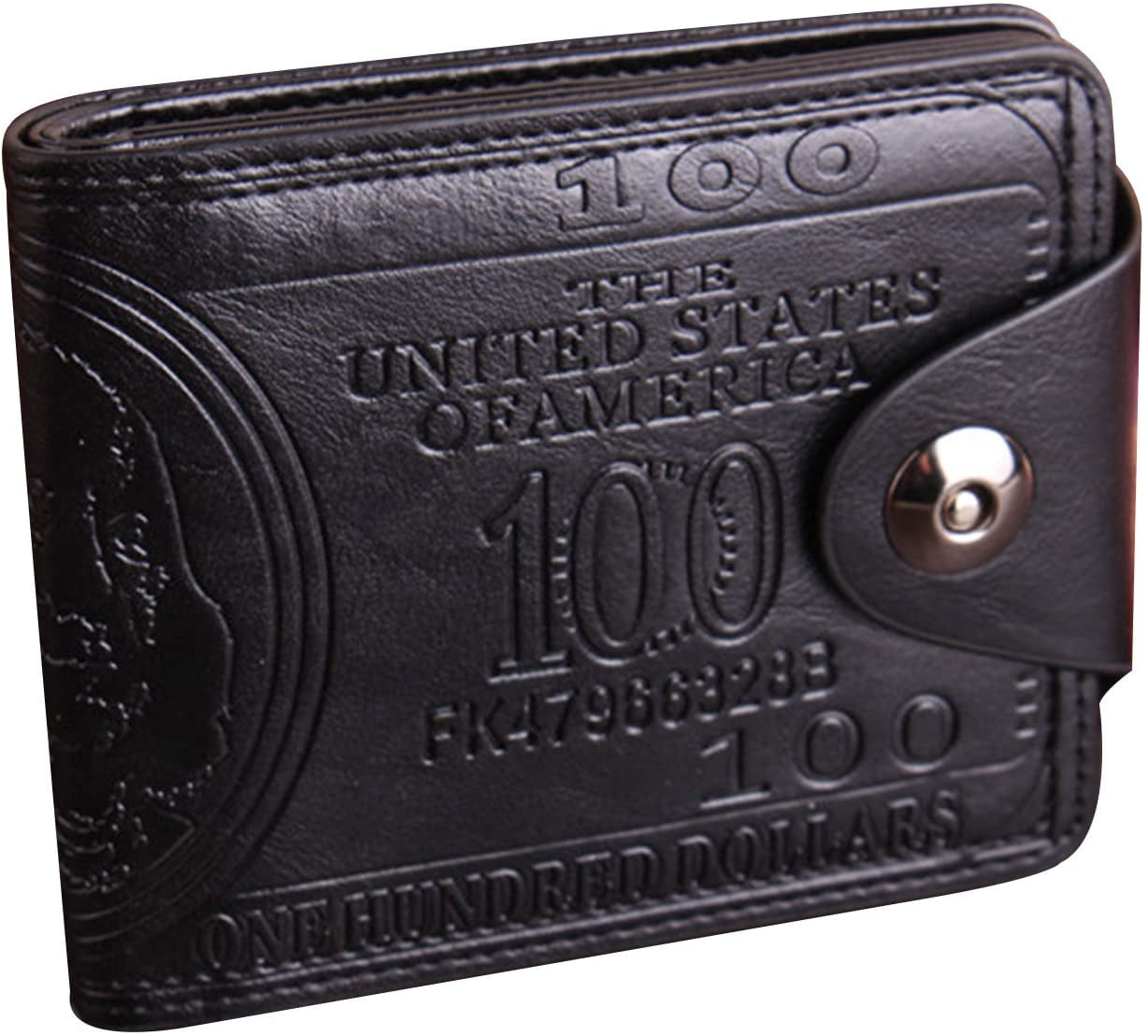 YOU-GIFTS US Dollar Bifold Leather Men's Wallet with Credit Card Photo Holder, Black