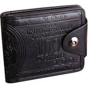 YOUI-GIFTS YOU-GIFTS US Dollar Bifold Leather Men's Wallet with Credit Card Photo Holder, Black