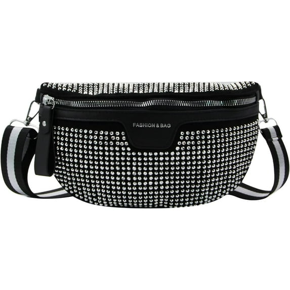 YOUI-GIFTS Men Women Sparkly Rhinestone Fanny Pack Glitter Crossbody Waist Bag Belt Bum Bag for Rave Party Festival