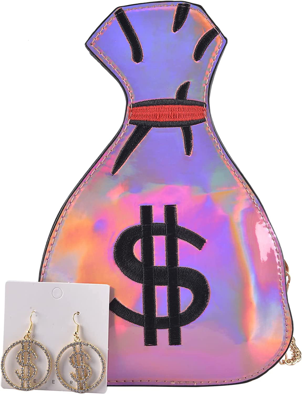 YOUI GIFTS Money Bag Design Shoulder Bag with Dollar Earring PU Laser Purse Handbag Clear Diamond Shape Crossbody Messenger Bag 8e4a61ff 7087 4a35 9017 cbc034be65d9.f0c7d7a4015b09bb6eb50a4c37a21f74