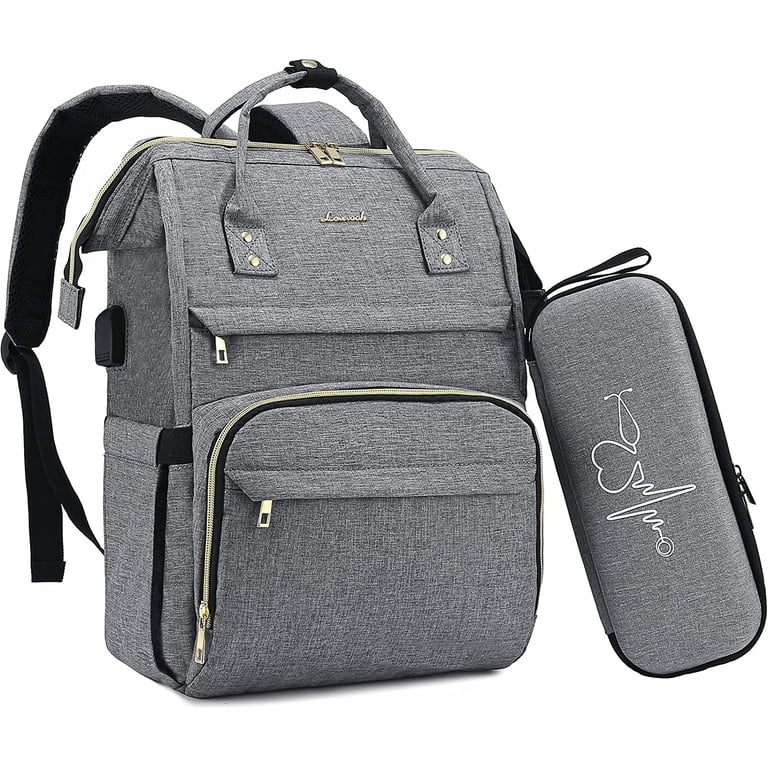 backpacks used for nursing school books and laptop Youi-gifts Nurse Backpack Laptop Backpack for Women with Stethoscope Case & USB Charging Port Anti Theft Travel Backpacks Bookbags Doctor Bag Fits