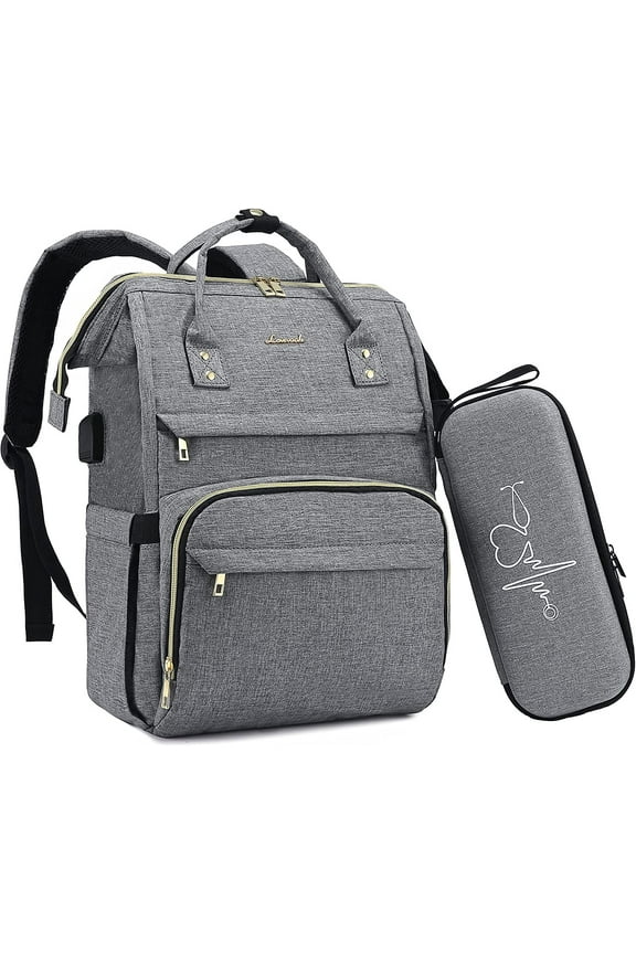 Nurse Backpack Laptop Backpack for Women with Stethoscope Case & USB Charging Port Anti Theft Travel Backpacks Bookbags Doctor Bag Fits 15.6 Inch Laptop and Notebook, Black