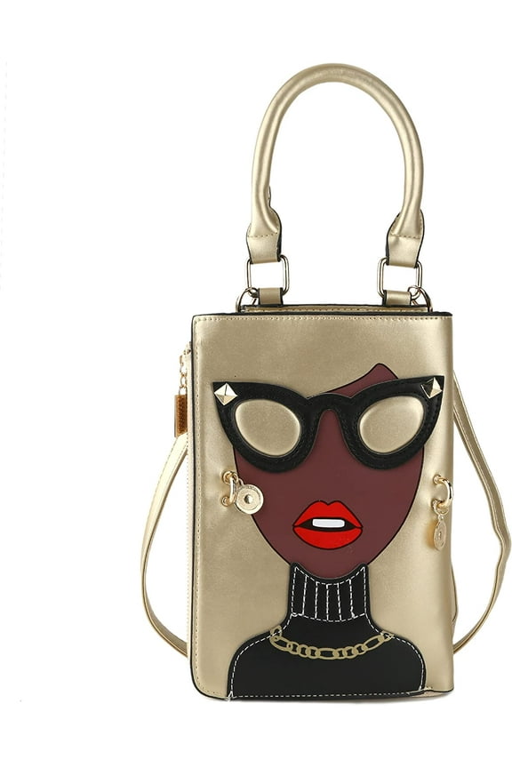 Personalized 3D Glasses Lips Shoulder Purses,PU Clutch Top Handle Satchel handbag CrossBody Bag for Women