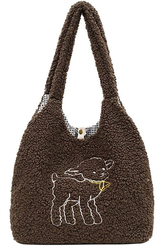Plush Clutch Handbag Faux Fur Tote Bag Fluffy Shoulder Bag large Leopard Cute Animal Clutch Hobo Bag