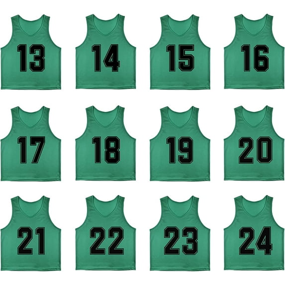 YOUI-GIFTS RE-HUO 12 Pack Numbered(13-24) Scrimmage Vests/Sport Pinnies/Training Bibs for Basketball ,Soccer ,Volleyball and Baseball