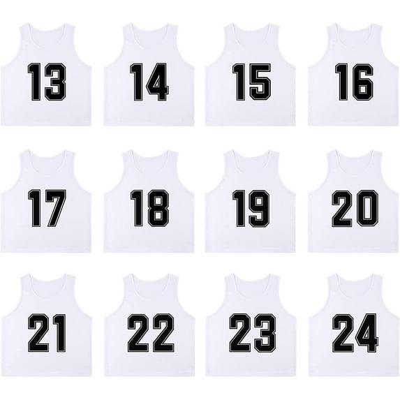 YOUI-GIFTS RE-HUO 12 Pack Numbered(13-24) Scrimmage Vests/Sport Pinnies/Training Bibs for Basketball ,Soccer ,Volleyball and Baseball