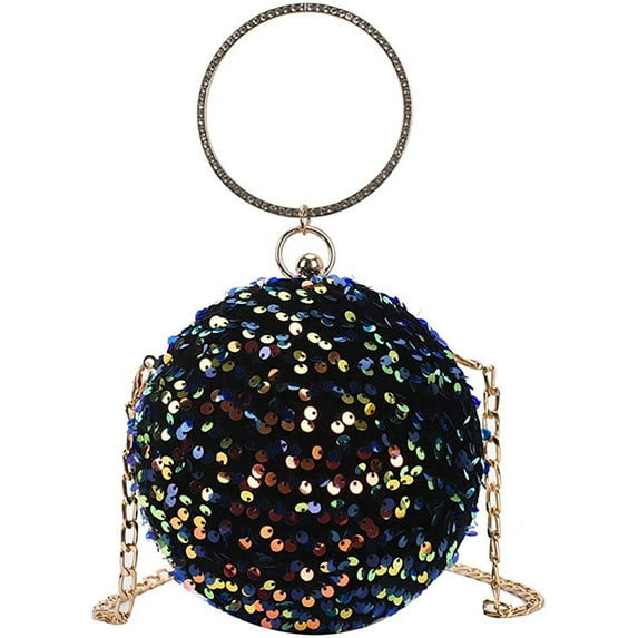 YOUI-GIFTS Round Ball Evening Clutch Purse Crystal Tassel Pearl Handbag Round Handle Wedding Bag Purse Crossbody Shoulder Bag