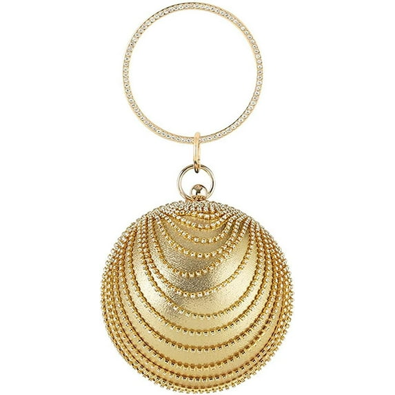 YOUI-GIFTS Round Ball Evening Clutch Purse Crystal Tassel Pearl Handbag Round Handle Wedding Bag Purse Crossbody Shoulder Bag