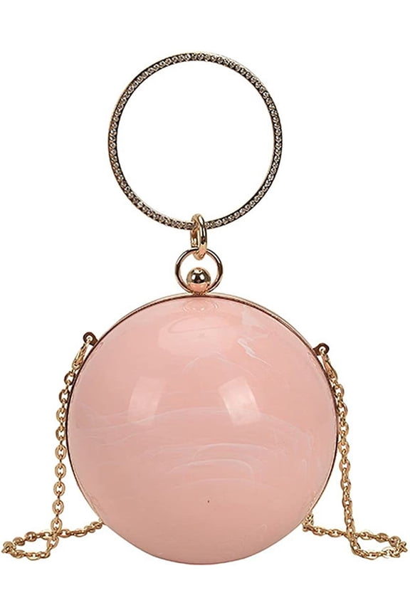 Round Ball Evening Clutch Purse Crystal Tassel Pearl Handbag Round Handle Wedding Bag Purse Crossbody Shoulder Bag