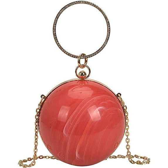 YOUI-GIFTS Round Ball Evening Clutch Purse Crystal Tassel Pearl Handbag Round Handle Wedding Bag Purse Crossbody Shoulder Bag