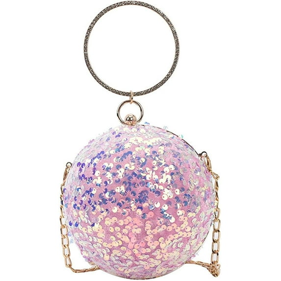 YOUI-GIFTS Round Ball Evening Clutch Purse Crystal Tassel Pearl Handbag Round Handle Wedding Bag Purse Crossbody Shoulder Bag