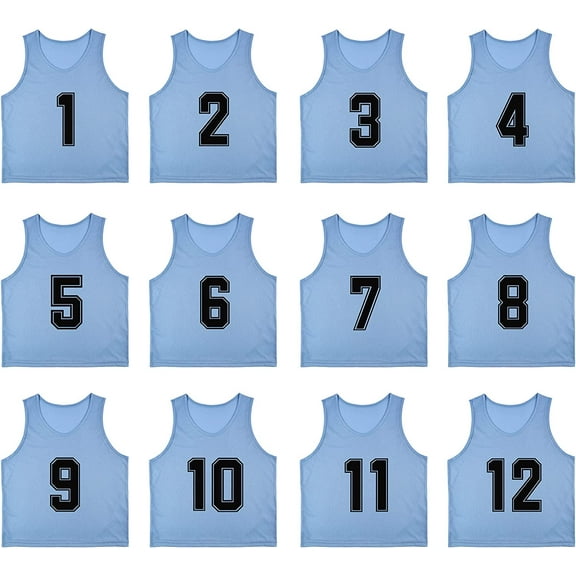 YOUI-GIFTS Set of 12 Numbered (1-12) Soccer Vests/Sport Pinnies/Training Bibs with Free Carry Bag