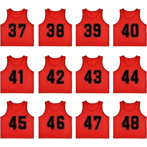 YOUI-GIFTS Set of 12 Numbered (13-24) Soccer Vests/Sport Pinnies/Training Bibs with Free Carry Bag