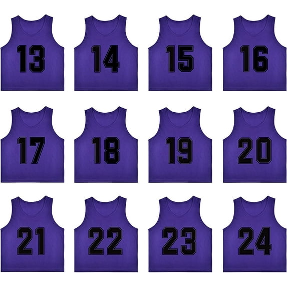 YOUI-GIFTS Set of 12 Numbered (13-24) Soccer Vests/Sport Pinnies/Training Bibs with Free Carry Bag