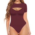 thumbnail image 1 of YOUI-GIFTS Sexy Cutout Front V Neck Short Sleeve Bodysuit for Women for Going Out, 1 of 5