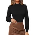 thumbnail image 1 of YOUI-GIFTS Square Neck / Mock Neck Puff Sleeve Loose Lantern Short Sleeve Long Sleeve Bodysuit for Women for Going Out, 1 of 5