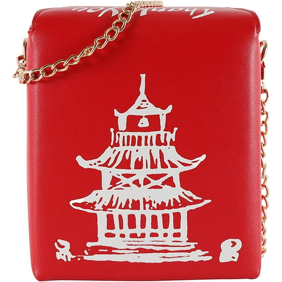 YOUI-GIFTS Takeout Box Shoulder Bag Women Tower Print Crossbody Bag Totes Purse Pu Leather Ladies Handbag