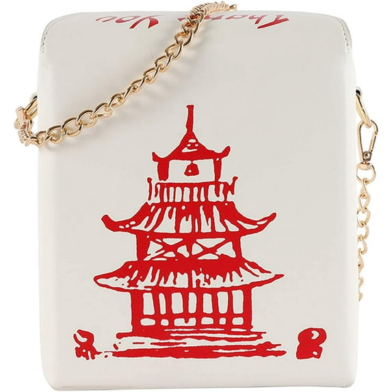 YOUI-GIFTS Takeout Box Shoulder Bag Women Tower Print Crossbody Bag Totes Purse Pu Leather Ladies Handbag