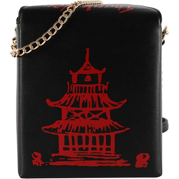 YOUI-GIFTS Takeout Box Shoulder Bag Women Tower Print Crossbody Bag Totes Purse Pu Leather Ladies Handbag