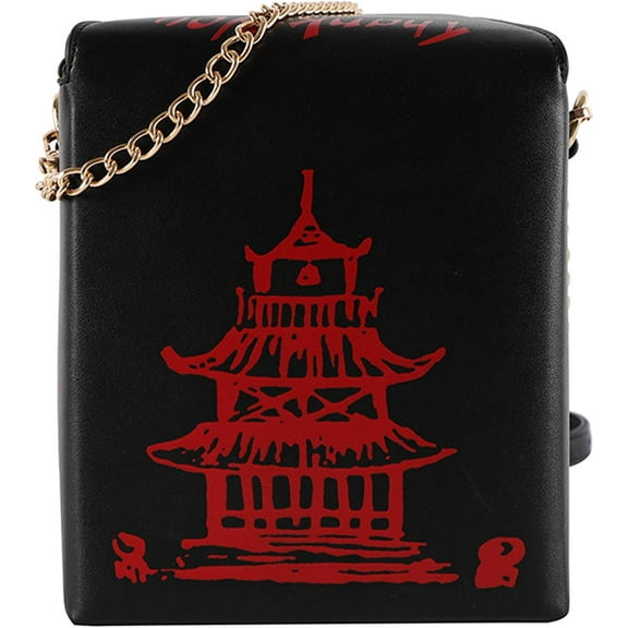 YOUI-GIFTS Takeout Box Shoulder Bag Women Tower Print Crossbody Bag Totes Purse Pu Leather Ladies Handbag