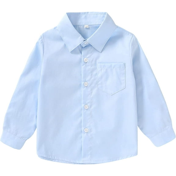 YOUI-GIFTS Toddler Baby Boys Dress Shirts Long Sleeve Button Down Shirt for Kids Boys 12M-6T