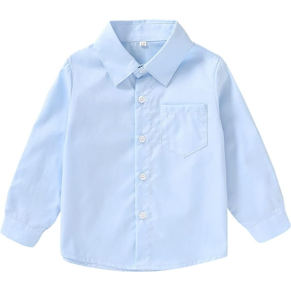 YOUI-GIFTS Toddler Baby Boys Dress Shirts Long Sleeve Button Down Shirt for Kids Boys 12M-6T