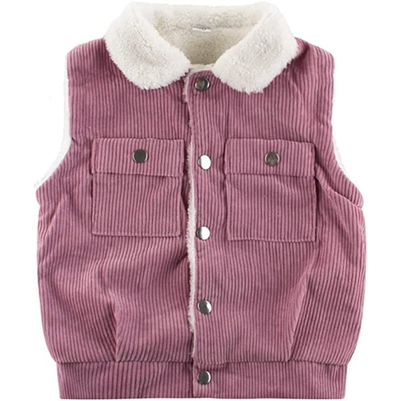 YOUI-GIFTS Toddler Kids Fleece Vest Jacket Button Down Warm Sleeveless Waistcoat Outerwear for Girls Boys 1-6Y