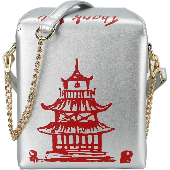 YOUI-GIFTS Tower Print Crossbody Shoulder Bag,Pu Chinese Takeout Box Totes Purse for Women