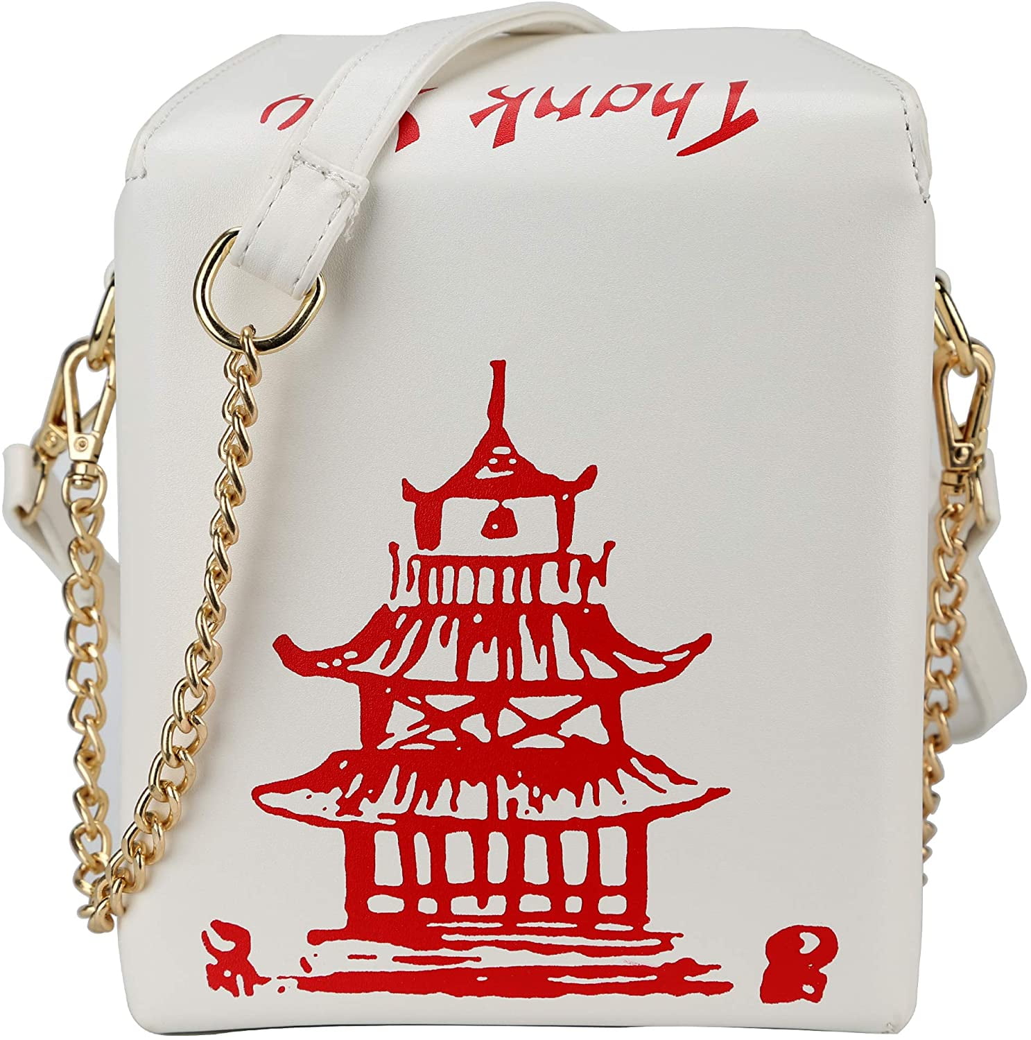 YOUI GIFTS Tower Print Crossbody Shoulder Bag Pu Chinese Takeout Box Totes Purse for Women