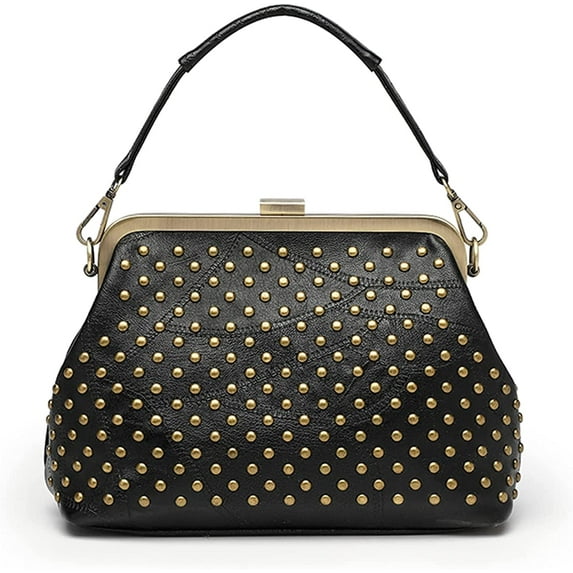 YOUI-GIFTS Vintage Rivet Shoulder Bags for Women Retro Classical Top Handle Purse Tote Bags