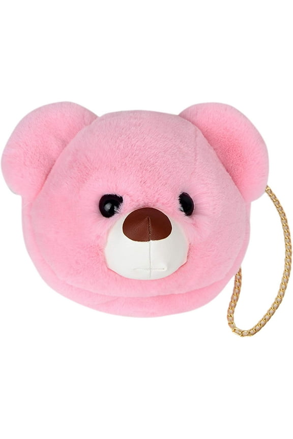 Women Bear Head Animal Cartoon Messenger Bags Faux Fur Handbag Shoulder Bag Crossbody Handbags