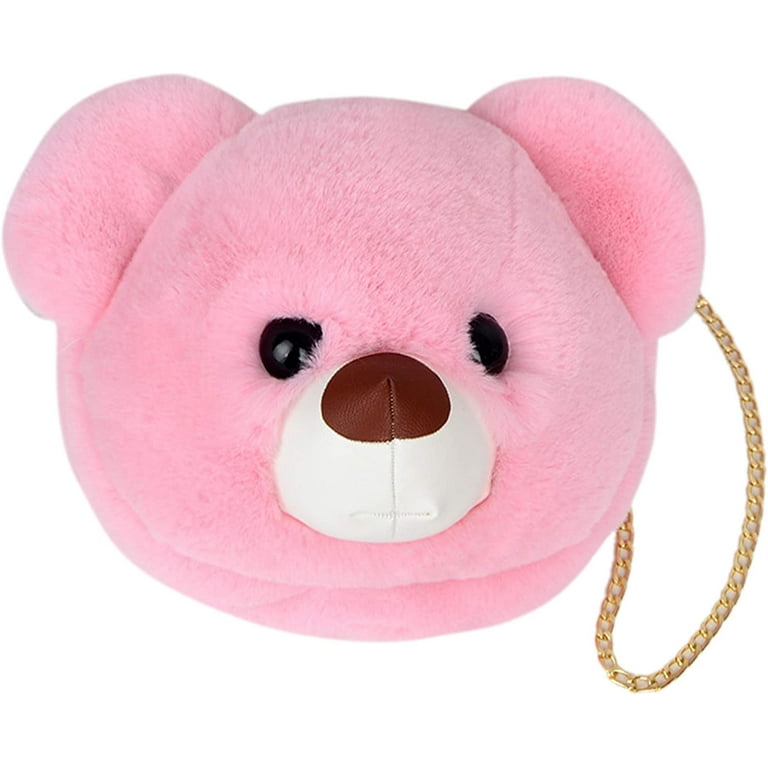 YOUI-GIFTS Women Bear Head Animal Cartoon Messenger Bags Faux Fur Handbag Shoulder Bag Crossbody Handbags YOUI-GIFTS Women Bear Head Animal Cartoon Messenger Bags Faux Fur Handbag Shoulder Bag Crossbody Handbags